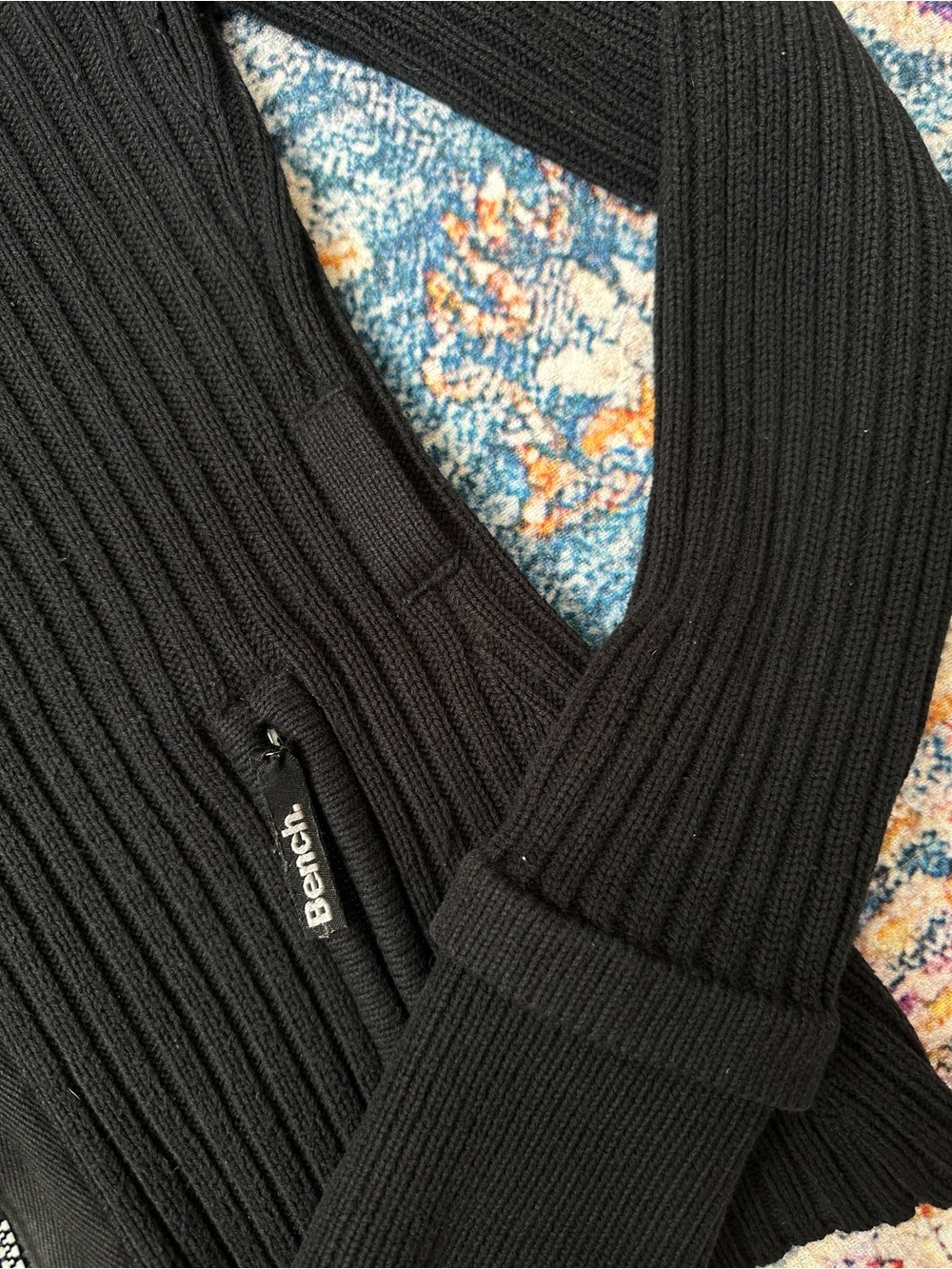 Bench Black Ribbed Zip-Up Bomber Jacket - Picture 4 of 16